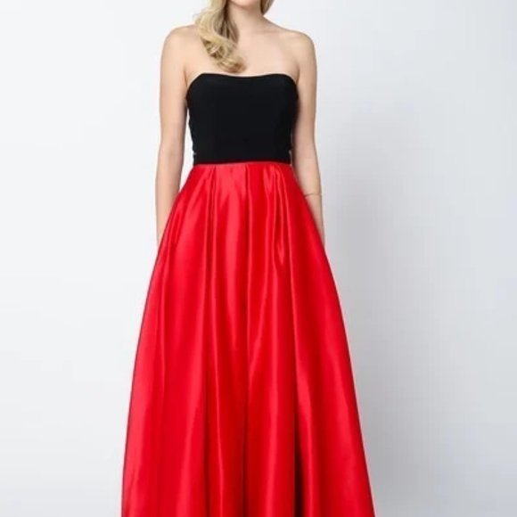 Strapless Straight Neck A-Line Prom Dress JT694 - Picture 1 of 5